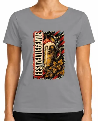 Produktbild von Festzeltlegende Bier Maßkrug Trachtenshirt Lederhose Damen T-Shirt, Grau, 3XL