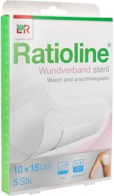 Obrázok produktu pre Ratioline obväz na rany 15x10 cm sterilný, 5 ks. Obväzy na rany