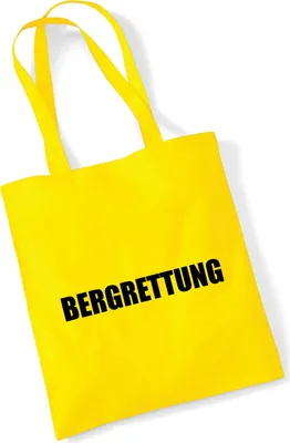 Produktbild von Huuraa Jutebeutel Bergrettung Schriftzug 10 Liter Yellow Baumwolle Tasche Geschenkidee