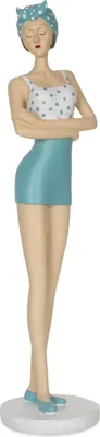 Image de Figurine de plage rétro de 33 cm de haut - Décoration d'été dans le style des années 50 en polyrésine - figurine de bain