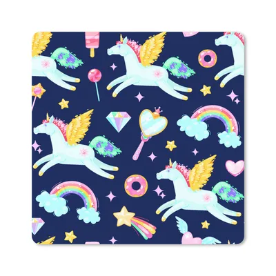 Produktbild von MuchoWow® Mauspad Mousepad Einhorn - Regenbogen - Diamant - Muster 20x20 cm - Mousepads - Maus Mat - Pad - Mausunterlage - Desk Mat - Bureauartikeln