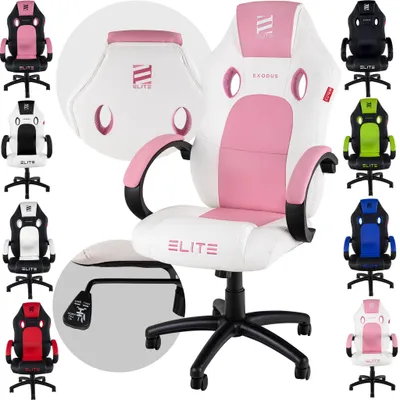 Produktbild von Elite Gaming Stuhl EXODUS | Bürostuhl Ergonomisch - Schreibtischstuhl - PC Gamer Racing Stuhl - Gaming Sessel - Computerstuhl - Belastbar bis 150 kg
