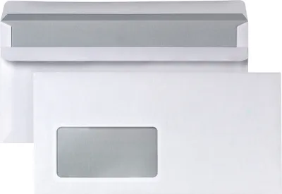Produktbild von Neutralware Briefumschlag DIN lang mit Fenster 75g/m² mit Selbstklebung Papier weiß 1.000 St./Pack.