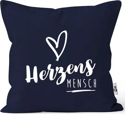 Produktbild von Kissenbezug Herzensmesch Herz Kissenhülle Geschenk Weihnachten Liebe Freundschaft Moonworks® navy unisize