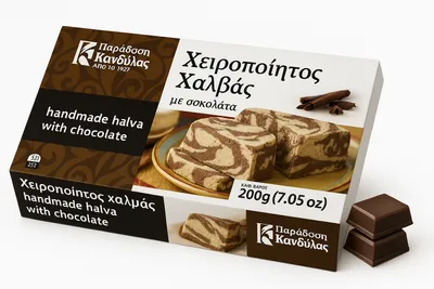 Produktbild von Kandylas Halva Schokolade 200 g – Griechische Süßigkeit aus Sesam