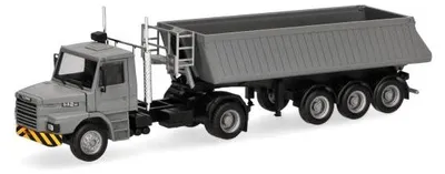 Zdjęcie produktu dla Herpa – ciężarówka Scania z wywrotką budowlaną, szaro-żółta, 319713