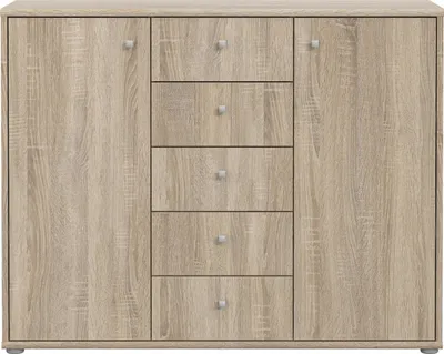 Produktbild von Sideboard >TEMPRA2< 2 Türen, 5 Schübe, Sonoma Eiche Nachbildung - 108,8x85,5x34,8cm (BxHxT)