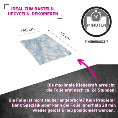 Produktbild von Klebefolie Marmor blau - 45x150cm