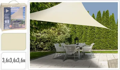 Produktbild von Ambiance Sonnensegel Sonnenschutz Gartensegel + 3,6 m Befestigungsschnüre CREMEFARBEN dreieckig