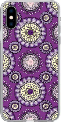 Produktbild von MuchoWow® Handyhülle Schutzhülle Hülle für Telefoonhoesje iPhone X Mädchen - Blumen - Lila - Muster - Mädchen - Kinder - Kinder Silikon Softcase Handy Hülle - Handyhülle