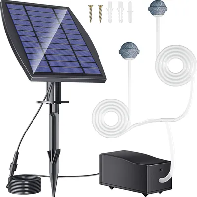 Produktbild von Solar-Aquarium Sauerstoffpumpe, Oxygenator, Aquarium Sauerstoff-Beluefter Teich Beluefter Luftpumpe Angeln Beluefter Aquarium Airpump mit Aquarium Sauerstoffrohr Luftblase Stein