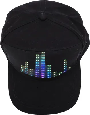 Zdjęcie produktu dla Czapka z daszkiem z wyświetlaczem LED, programowalna, regulowana, wykonana z bawełny, odłączany wyświetlacz LED 12x32
