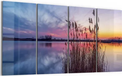 Produktbild von DEQORI Glasbild Echtglas 4x30x60 cm 'Abendstille am See' Wandbilder XXL groß
