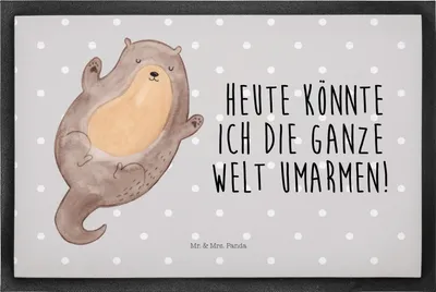 Produktbild von Mr. & Mrs. Panda Schmutzmatte Otter Umarmen 50 x 75 cm - Grau Pastell - Geschenk, Vorleger, Fussmatte, Seeotter See, Bodenvorleger, Schmutzfangmatte, glücklich, Hallo