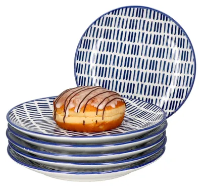 Immagine prodotto di Set da 6 piatti da dessert Jail blu e bianchi, decorazione a linee, per 6 persone
