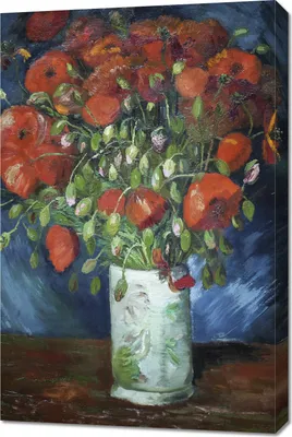 Immagine prodotto di Quadro 60x90 cm Vaso con papaveri, Van Gogh Vintage per il salotto