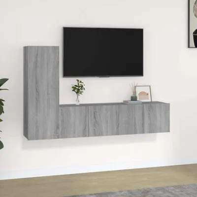 Produktbild von The Living Store 3-tlg. TV-Schrank-Set Grau Sonoma Holzwerkstoff