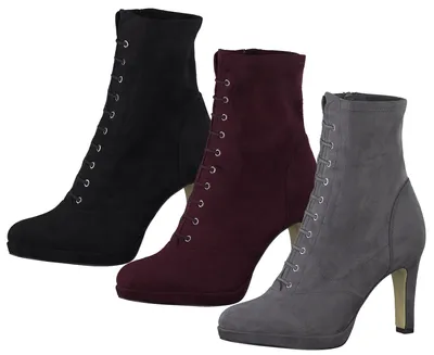 Produktbild von Tamaris 1-25104-23 Damen Stiefeletten High-Heel Schnürstiefeletten, Größe:38 EU, Farbe:Schwarz