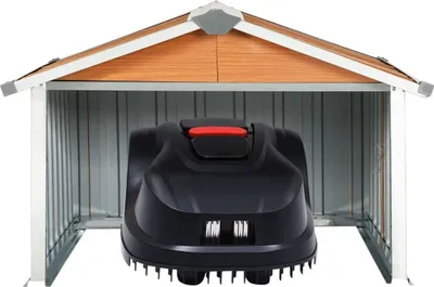 Produktbild von Cloris DesignMöbel Mülltonnenboxen - Braun Rasenmäher Garage 92x97x63cm Verzinkter Stahl Braun Schlichtes9671792