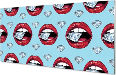 Produktbild von Glasbilder 140x70 Wandkunst Mund Diamanten