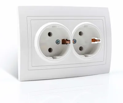 Imagen del producto de Enchufe doble empotrado, 16 A, blanco, 117 x 82 mm, para uso doméstico y de oficina