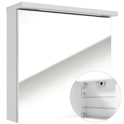 Produktbild von LED-Spiegelschrank 61 cm weiß SOFIA-107 Hochglanz lackiert, inkl. LED Beleuchtung, B/H/T: ca. 61/60/20 cm