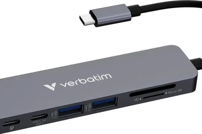 Produktbild von Verbatim 32158, USB 3.2 Gen 1 (3.1 Gen 1) Type-C, HDMI, USB 3.2 Gen 1 (3.1 Gen 1) Type-A, USB 3.2 Gen 1 (3.1 Gen 1) Type-C, MicroSD (TransFlash), MicroSDHC, MicroSDXC, SD, SDHC, SDXC, 5000 Mbit/s, 3840 x 2160, 3840 x 2160 Pixel