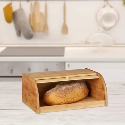 Produktbild von Brotkasten Bambus-Brotkasten, Brötchenkasten mit Rolldeckel