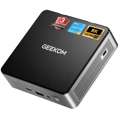 Produktbild von GEEKOM Air12 Business Mini PC, Intel Pentium Gold 7505 bis 3,5 GHz, 8GB DDR4, 512GB SSD, 3 Displays, USB-C, Wi-Fi 6, BT 5.2 für Büro und Homeoffice