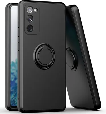Obrázek produktu pro Samsung S20 FE Pouzdro, s prstencovým držákem a stojánkem, odolné proti poškrábání, měkký silikon pouzdro pro Samsung Galaxy S20 FE/S20 FE 5G/S20 FE 2022 černé