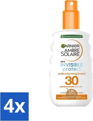 Produktbild von Garnier - Ambre Solaire - Invisible Protect Refresh - Transparentes Bronze-Sonnenschutzspray - LSF 30 - 200 ml - Vorteilspack - 4 Stücke