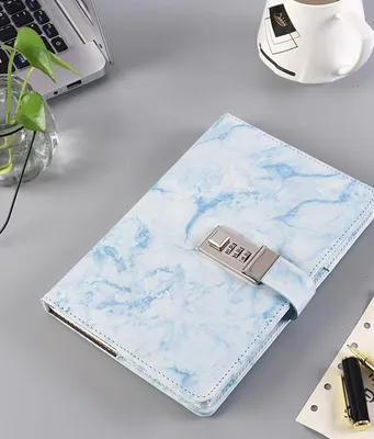 Produktbild von A5 Kreatives Tagebuch mit Passwortsperre, Tagebuch mit Zahlenschloss aus Kunstleder, digitales Passwort-Notizbuch, Tagebuch mit Sperrfunktion, 1 Stück, blau