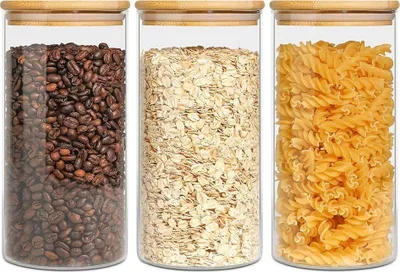 Produktbild von Mulisoft Vorratsdosen 3er Set Vorratsdosen mit Deckel Küche luftdicht Aufbewahrungsgläser Gewürzgläser (3x800ml Glasbehälter Vorratdosen）