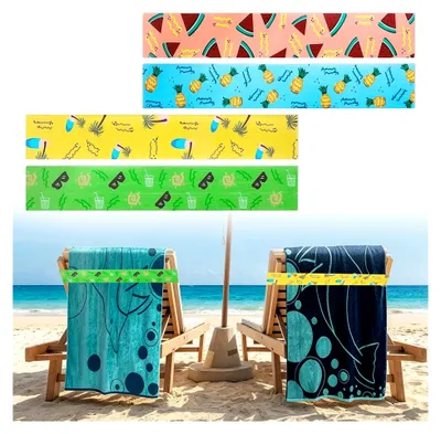 Produktbild von 4 Handtuchbänder für den Strand, elastische Befestigungsgurte für Liegen und Stühle, 5 x 30 cm