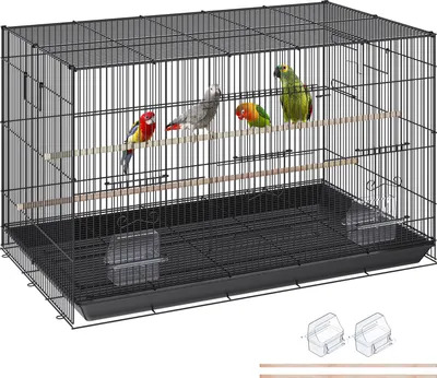 Produktbild von VEVOR Vogelvoliere 76x46x45cm Vogelkäfig aus Q195-Kohlenstoffstahl Vogelhaus für 2-3 mittelgroße bis große Vögel Voliere mit Sicherheitstür Vogelheim Vogelbauer