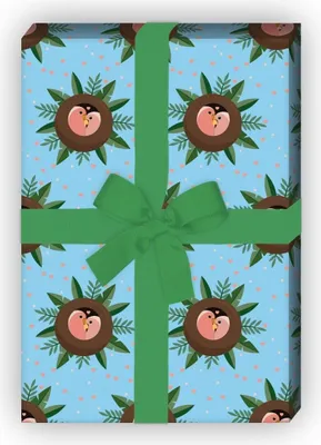 Produktbild von Lovebirds Liebes Geschenkpapier mit Herzen auf blau - G7515, 32 x 48cm