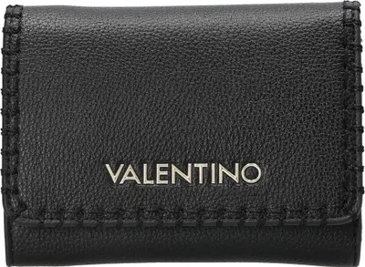 Produktbild von Elegante Damen Schwarz-Geldbörse: 3 Fächer, Münzfach, Druckknopf
