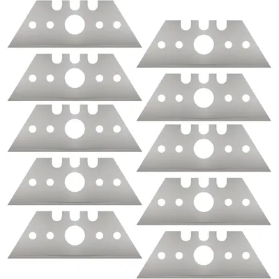 Zdjęcie produktu dla 10 sztuk ostrzy zapasowych do noży trapezowych, wymiary: 52 x 19 x 0,6 mm