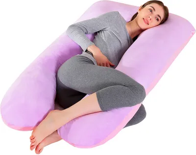 Produktbild von U-förmige Stillkissen Samt Seitenschläfer Kissenstütze,  70 × 145 cm / Rosa und Lila