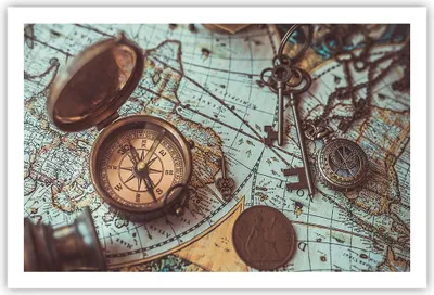 Produktbild von Poster - Poster ohne Rahmen - Kompass Vintage Karte - 91,5x61 cm - Wand Bild - Wanddeko - Wandbilder - Kunstposter - Wandposter - Bilder - Kunstdruck - Wanddekoration - Wandbild - P2XAA91x61-4302