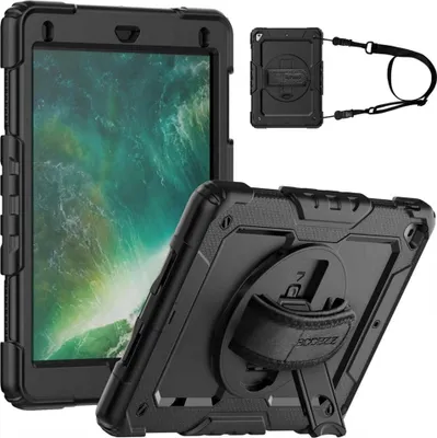 Image de Accezz Rugged Backcover avec bandoulière pour l'Apple iPad 6 (2018) 9,7 pouces / iPad 5 (2017) 9,7 pouces - Noir