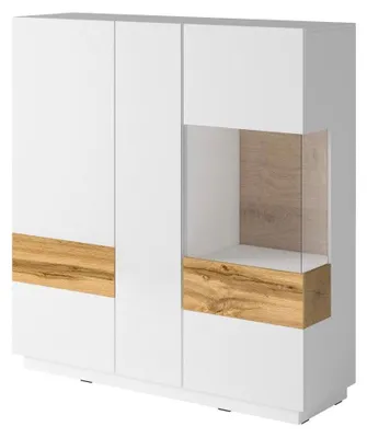 Image de Sideboard Saale Commode blanc brillant chêne votan 130x40x138,5cm (18256)