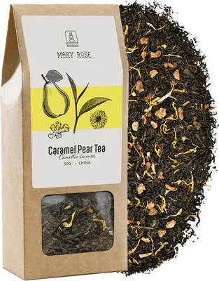 Produktbild von Mary Rose - Schwarzer Tee Karamell Birne 50g - Yunnan Schwarztee, 10% Birnenwürfel, Ingwer, Ringelblumen - Süß, Harmonisch, Ausgewogen - China