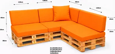 Produktbild von Setgarden Large Palettenkissen 8er Set Outdoor 120x80x10cm Sitzkissen + Rückenkissen 120x40x10cm 1tlg Orange