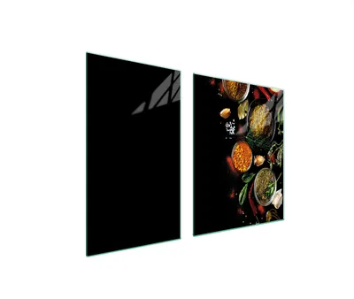 Produktbild von Herdabdeckplatten 2 teilig 100x52 Glaskeramikkochfeld Abdeckung Glas Schneidebrett Gewürze Bunt