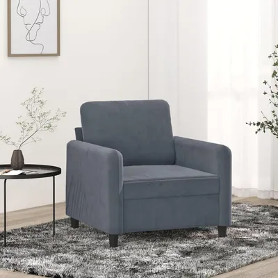 Produktbild von Dunkelgrauer Samtsessel mit 60 cm für ein modernes Wohnzimmer