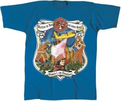 Produktbild von T-SHIRT mit Print - Feuerwehr - Helfen in der Not....- 09980 blau - Gr. S-XXL Größe - XL