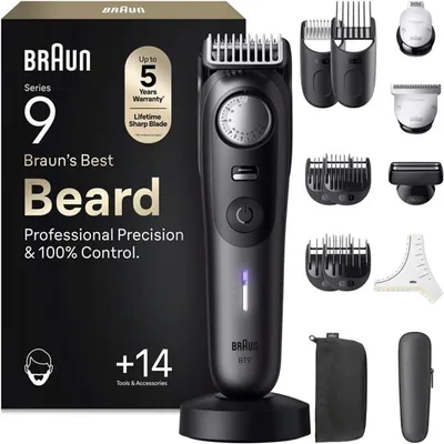 Produktbild von Barttrimmer Herren Profi, 52 Längeneinstellungen, 180 Min Akku, wasserdicht, ultrascharfe Klinge, kabellos, Präzisionstrimmer Set