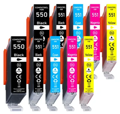 Produktbild von 10er Pack Druckerpatronen PGI-550 CLI-551 kompatibel mit Canon Pixma iX 6850
