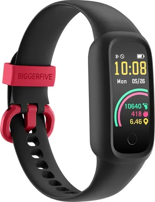 Produktbild von Fitness Tracker Uhr Kinder BIGGERFIVE Vigor 2 L, Schrittzähler, Pulsuhr, Schlafmonitor, Kalorienzähler, IP68 Wasserdicht, Schwarz